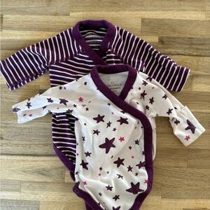 Hanna Andersson Purple and White Star and Stripe Bodysuit Set